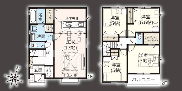 川越市砂新田29期　8号棟   間取図・土地図