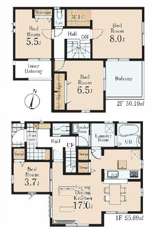 川越的場2丁目第3　2号棟     間取図・土地図