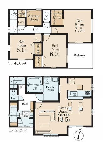 川越的場2丁目第3　3号棟     間取図・土地図