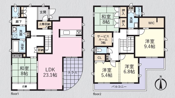 坂戸市にっさい花みず木　中古戸建 間取図・土地図