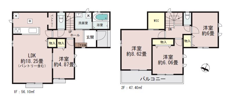 ふじみ野市亀久保3丁目　D号棟  間取図・土地図