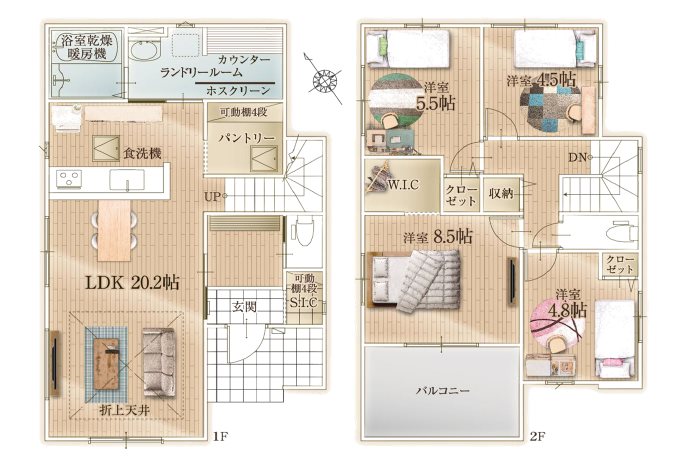 ふじみ野市亀久保2期　1号棟   間取図・土地図
