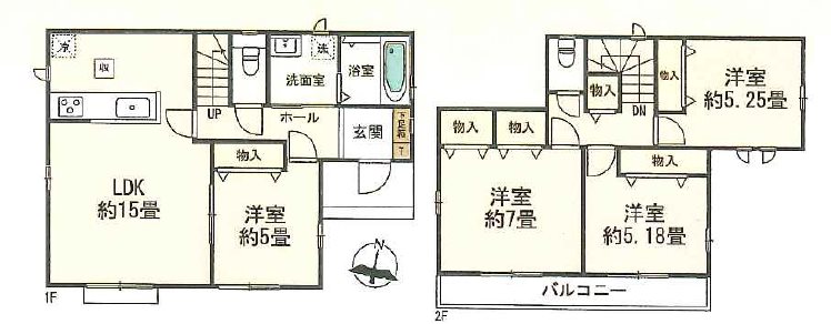 川越市安比奈新田1番1　A号棟   間取図・土地図