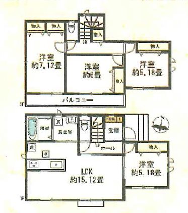 川越市安比奈新田1番1　D号棟     間取図・土地図