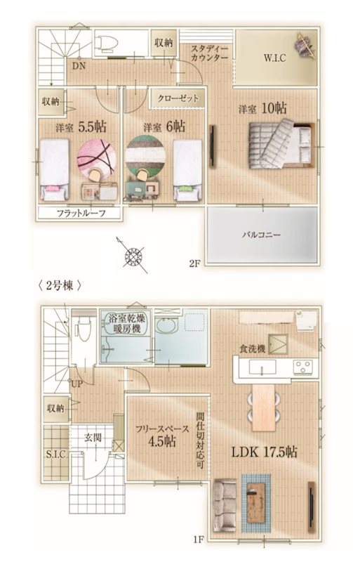 ふじみ野市元福岡2期　2号棟　 間取図・土地図