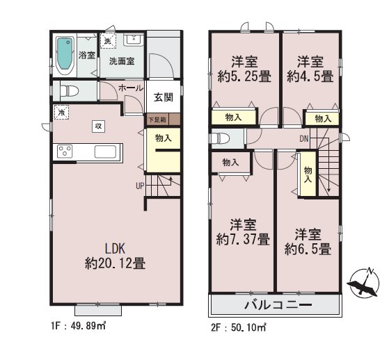 ふじみ野市亀久保3丁目　C号棟   間取図・土地図