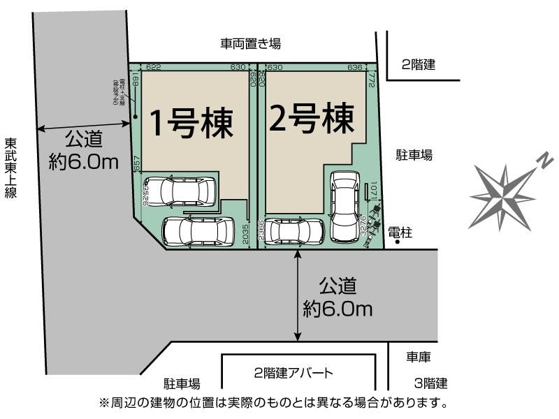 坂戸市関間4丁目　2号棟  区画図
