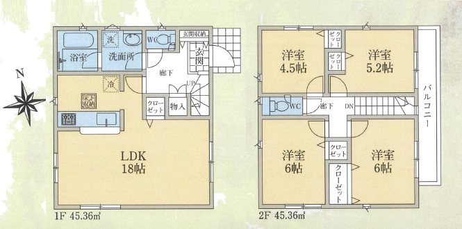川越市仙波町第3　1号棟    間取図・土地図