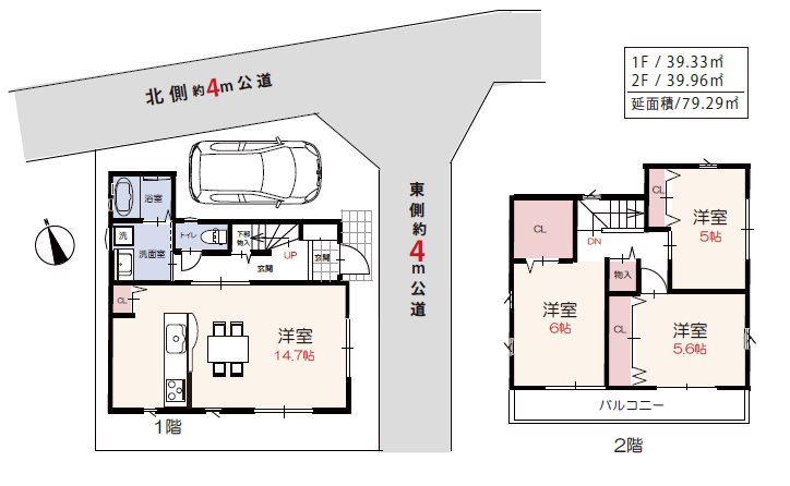 川越市的場　   間取図・土地図