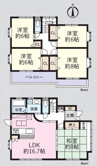川越市藤倉2丁目　中古戸建   間取図・土地図
