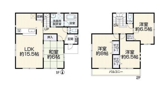川越市萱沼　中古戸建    間取図・土地図