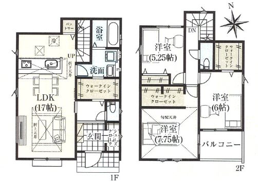 鶴ヶ島市藤金15期　2号棟  間取図・土地図