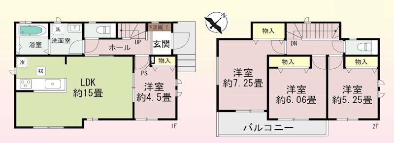 川越市大字砂789番　A号棟 間取図・土地図