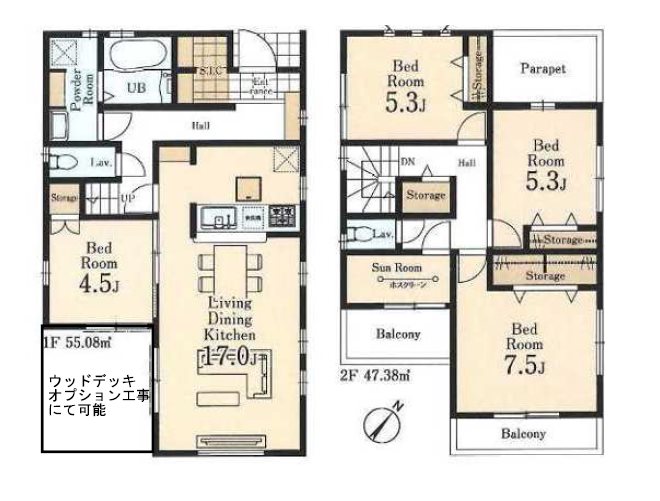 川越岸町第四　1号棟     間取図・土地図