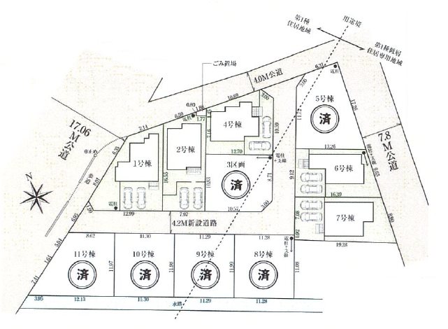 鶴ヶ島市藤金15期　7号棟 区画図