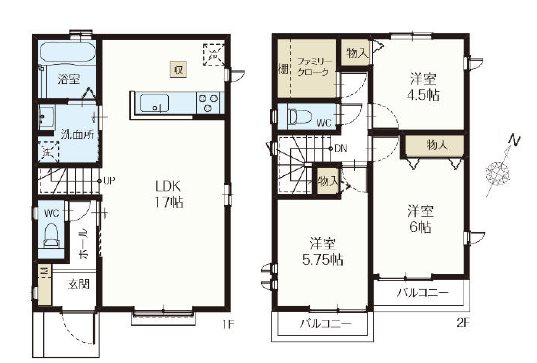 狭山祇園2期　B号棟  間取図・土地図