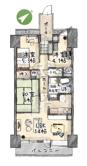 コスモ上福岡プレステージ     間取図・土地図