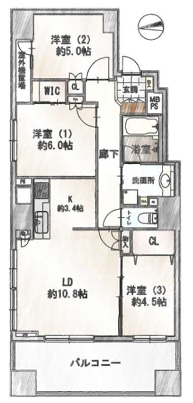 ライオンズ川越新富町　  間取図・土地図