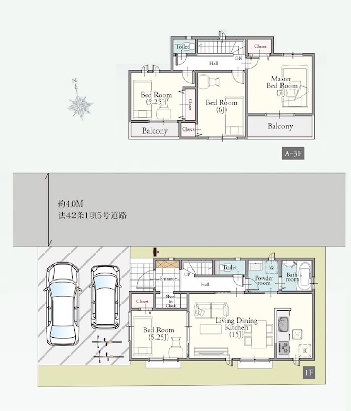 川越市大塚2丁目6番　新築戸建 間取図・土地図