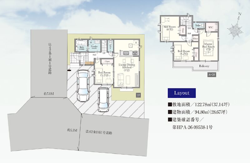 川越市今福730番　新築戸建  間取図・土地図