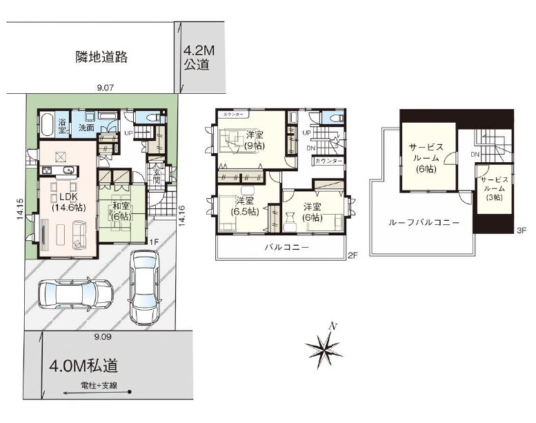 川越市宮元町　1号棟   間取図・土地図