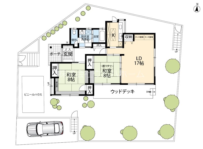 川越市笠幡　中古平屋 間取図・土地図