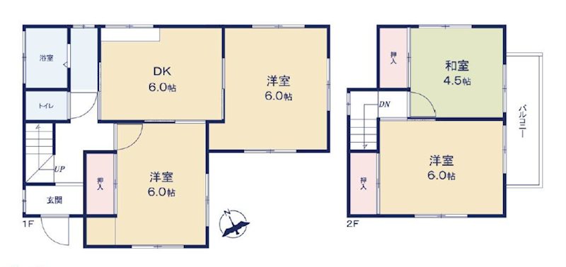 鶴ヶ島市富士見　中古戸建 間取図・土地図