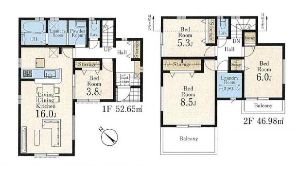 川越中台　8号棟    間取図・土地図