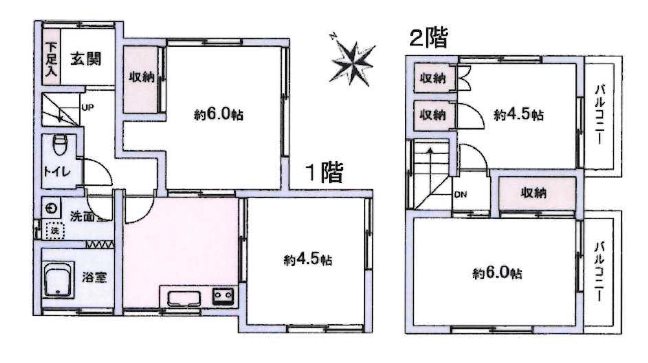 川越市砂新田　中古戸建 間取図・土地図