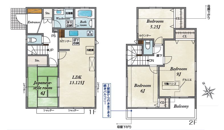 川越市砂新田　中古戸建 間取図・土地図