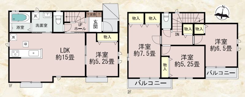 川越市上戸81番　D号棟   間取図・土地図