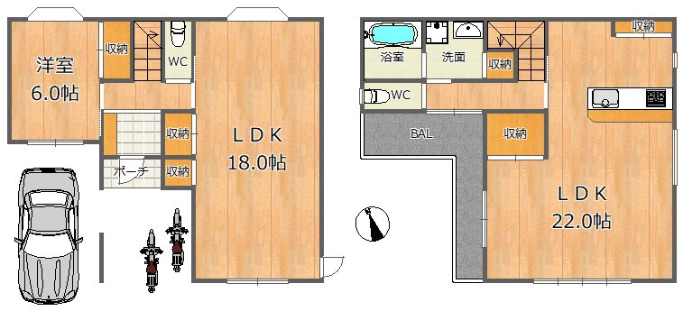 大阪市都島区毛馬町４丁目中古戸建 間取図・土地図