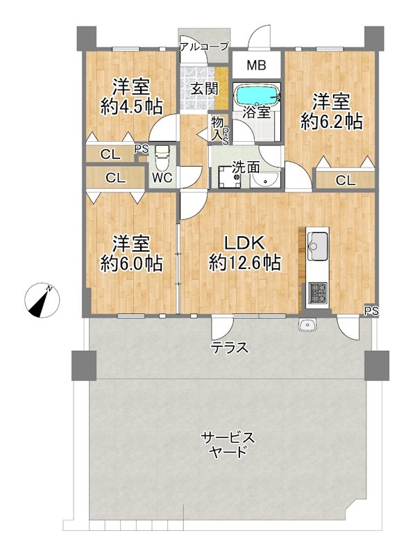 プレステ１５番館鶴見緑地 間取図・土地図
