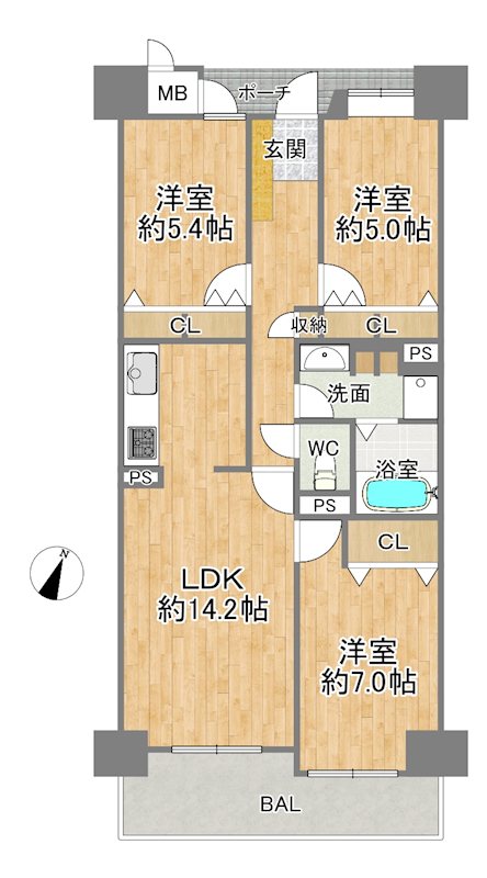 シティコーポ鴫野２号棟 間取図・土地図