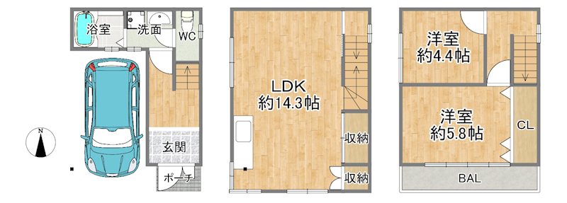 大阪市旭区清水１丁目中古戸建 間取図・土地図