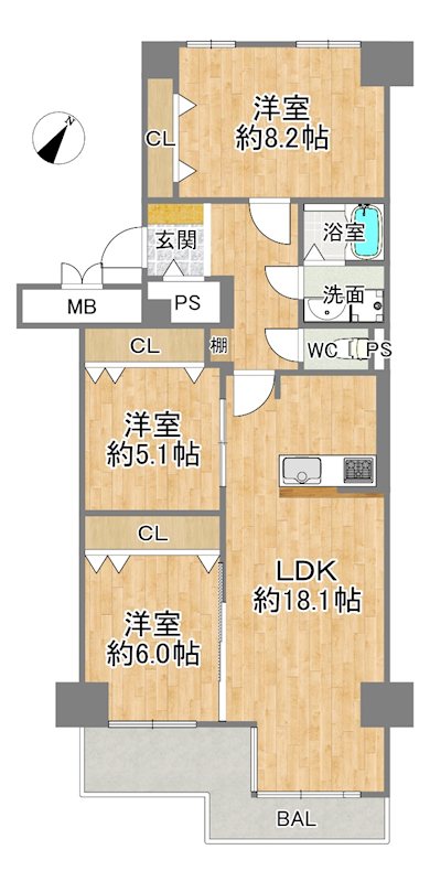 京橋グリーンハイツ二号棟 間取図・土地図