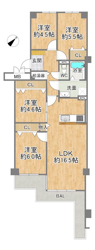 京橋グリーンハイツ三号棟 間取図・土地図
