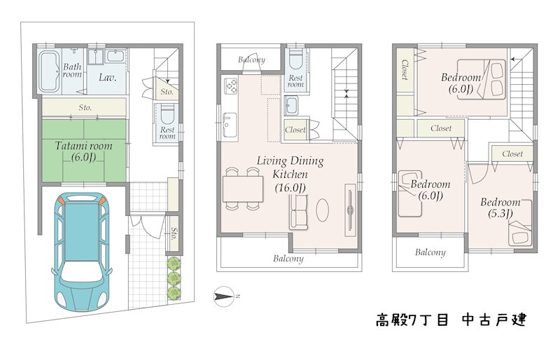 大阪市旭区高殿７丁目　中古戸建 間取図・土地図
