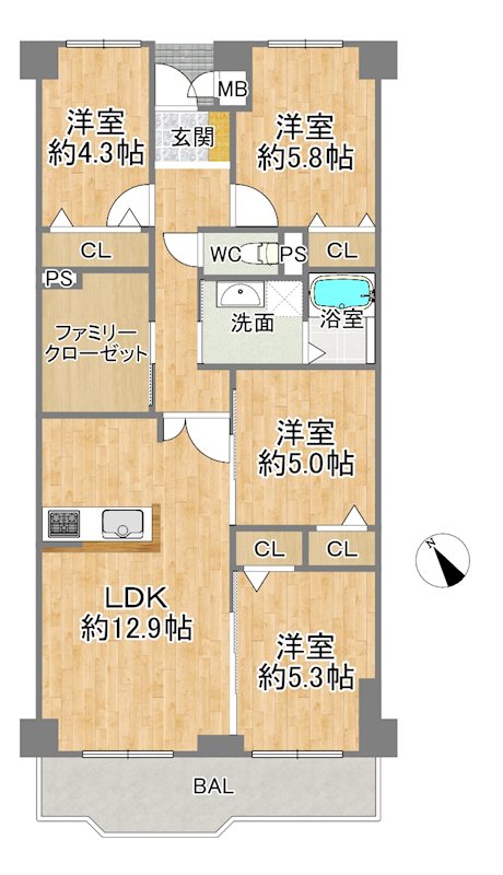 ベル・パークシティ　Ａ棟 間取図・土地図