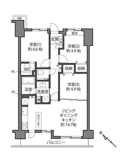 千石パインマンション 間取図・土地図
