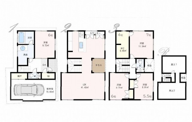 文京区目白台1丁目　中古戸建 間取図・土地図