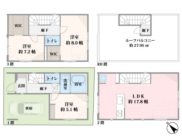 文京区向丘2丁目　建築条件付き土地 建物プラン例（間取り図）