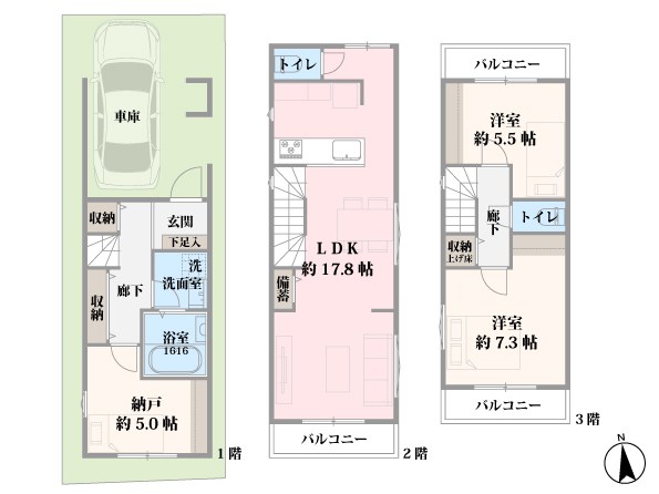 売主│文京区目白台2丁目　建築条件付き土地　全3区画 建物プラン例（間取り図）