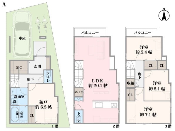 売主│北区田端1丁目　建築条件付き土地　全7区画 建物プラン例（間取り図）