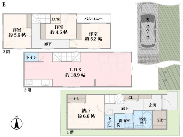 売主│北区田端1丁目　建築条件付き土地　全7区画 建物プラン例（間取り図）