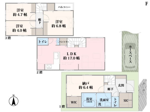 売主│北区田端1丁目　建築条件付き土地　全7区画 建物プラン例（間取り図）