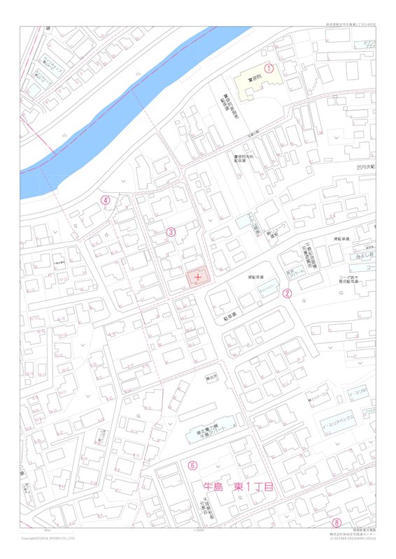 牛島東一丁目　土地 全体区画図