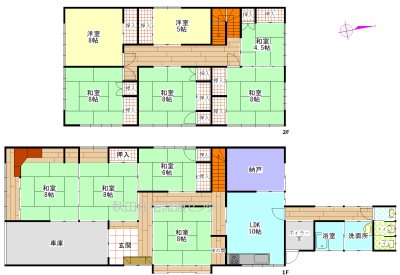 横手市雄物川町大沢　中古住宅 間取図・土地図