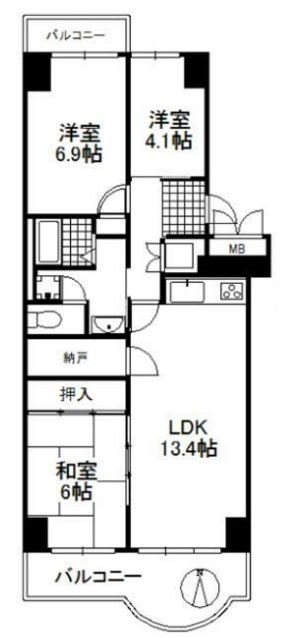 ユニハイム千里丘1号棟 間取り図