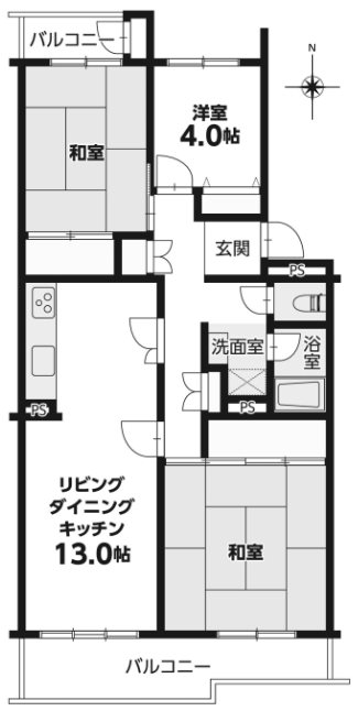 若山台第2住宅2号棟 間取り図